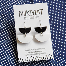Load image into Gallery viewer, Double Dip Hook Earrings Black &amp; White - Mikmat Designs
