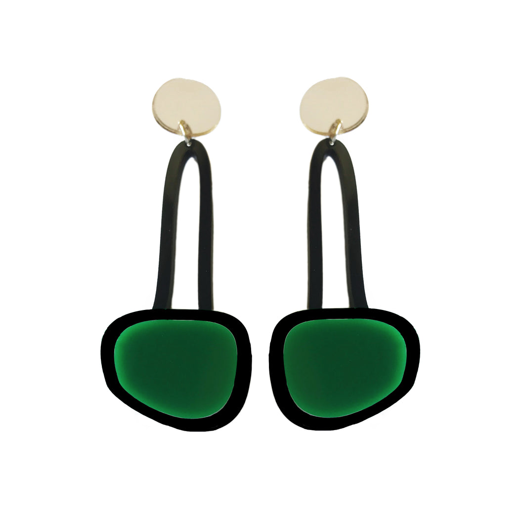 Hanging Drop Earrings Dark Green - Mikmat Designs