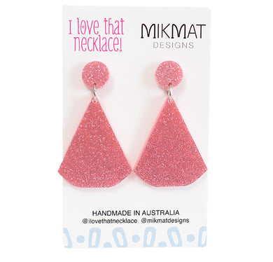 ILTN Collab Glitter Fans Earrings Pink - Mikmat Designs