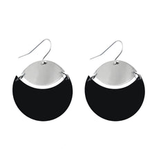 Load image into Gallery viewer, Eclipse Drop Earrings Silver Mirror &amp; Black - Mikmat Designs
