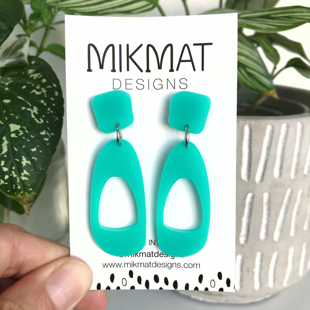 Pebble Hoop Earrings Mint - Mikmat Designs Earrings Laser Cut Designs