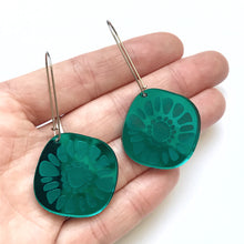 Load image into Gallery viewer, Frozen Sunshine Peacock Green Mirror Earrings
