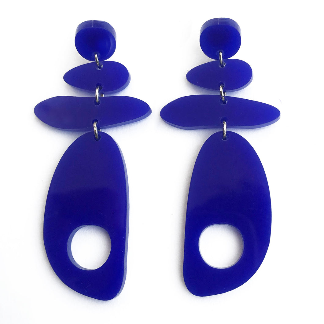 Balanced Blue Earrings - Mikmat Designs Earrings Laser Cut Designs