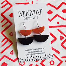 Load image into Gallery viewer, Double Dip Hook Earrings Red &amp; Black - Mikmat Designs
