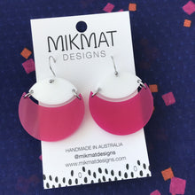 Load image into Gallery viewer, Eclipse Drop Earrings White &amp; Pink - Mikmat Designs
