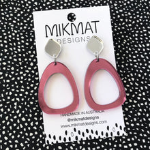 Load image into Gallery viewer, Organic Egg Drop Earrings Mirror Pink - Mikmat Designs
