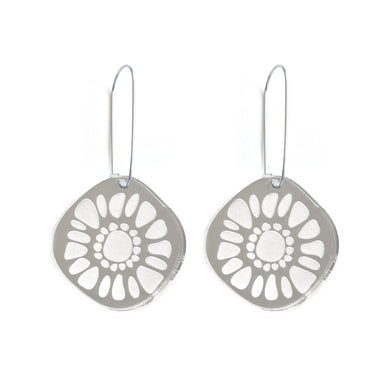 Frozen Sunshine Silver Mirror Earrings - Mikmat Designs