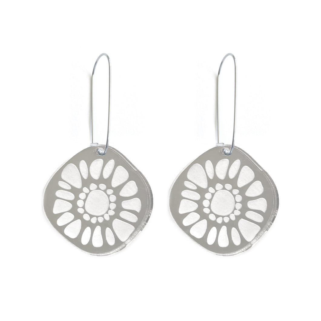 Frozen Sunshine Silver Mirror Earrings - Mikmat Designs