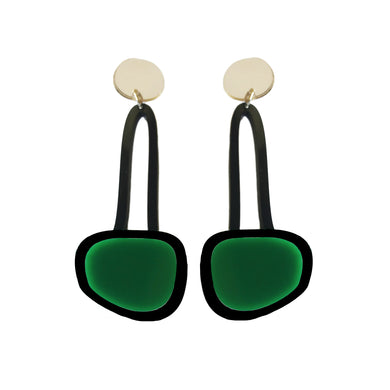 Hanging Drop Earrings Dark Green - Mikmat Designs