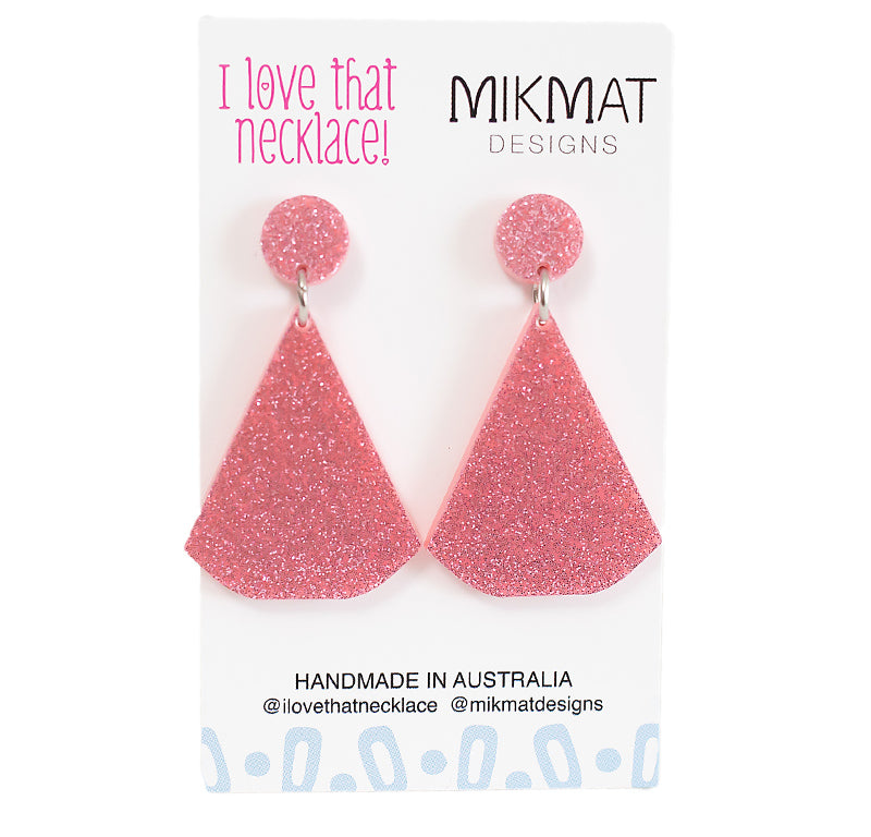 ILTN Collab Glitter Fans Earrings Pink - Mikmat Designs
