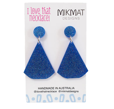 ILTN Collab Glitter Fans Earrings Blue - Mikmat Designs