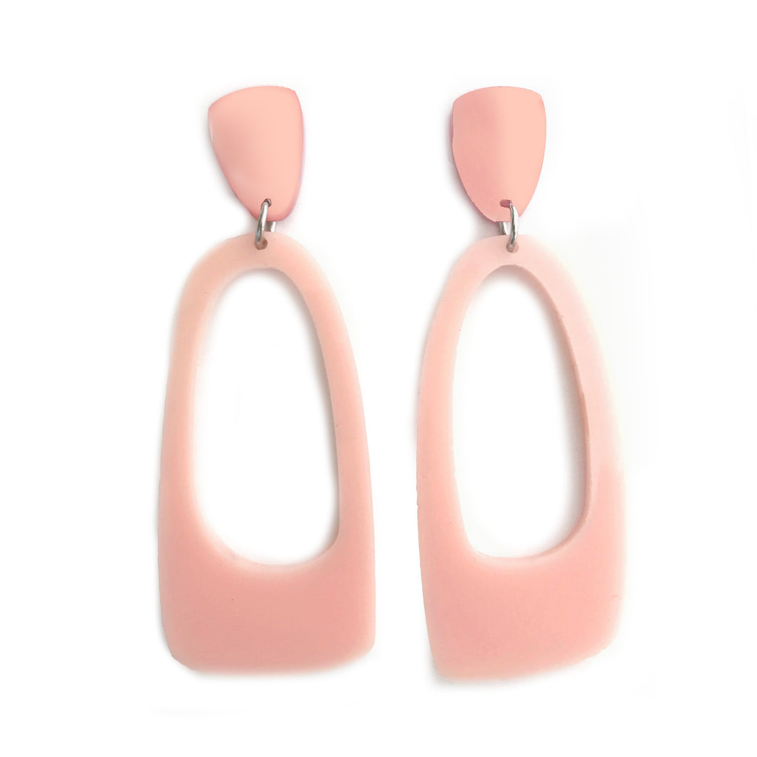 Oval Hoop Earrings Blush Pink - Mikmat Designs Earrings Laser Cut Designs