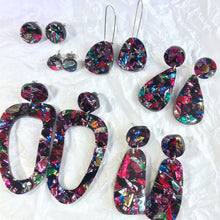 Load image into Gallery viewer, Organic-shaped Multicolour Glitter Earrings - Mikmat Designs
