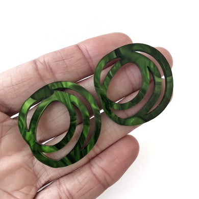 Scrolls Earrings Marbled Green - Mikmat Designs