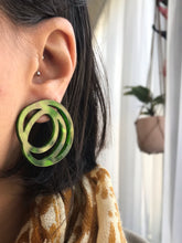 Load image into Gallery viewer, Scrolls Earrings Marbled Green - Mikmat Designs
