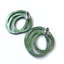 Load image into Gallery viewer, Scrolls Earrings Marbled Green - Mikmat Designs
