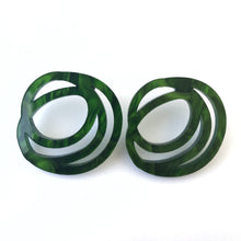 Load image into Gallery viewer, Scrolls Earrings Marbled Green - Mikmat Designs
