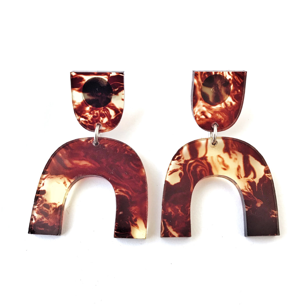 Arch Earrings Tortoise Shell - Mikmat Designs