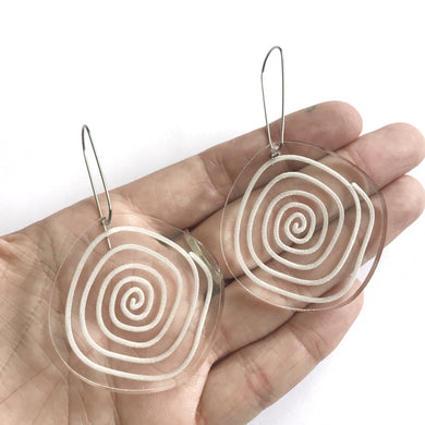 Spiral Earrings in Clear - Mikmat Designs