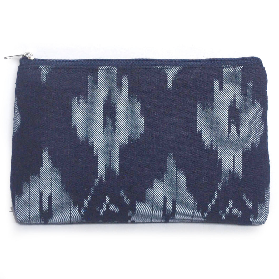 Linen Navy Ikat Pouch - Mikmat Designs