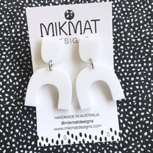 Load image into Gallery viewer, Arch Earrings White Acrylic - Mikmat Designs
