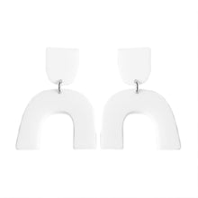 Load image into Gallery viewer, Arch Earrings White Acrylic - Mikmat Designs
