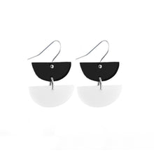Load image into Gallery viewer, Double Dip Hook Earrings Black &amp; White - Mikmat Designs
