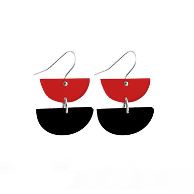 Double Dip Hook Earrings Red & Black - Mikmat Designs