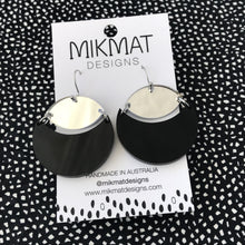 Load image into Gallery viewer, Eclipse Drop Earrings Silver Mirror &amp; Black - Mikmat Designs
