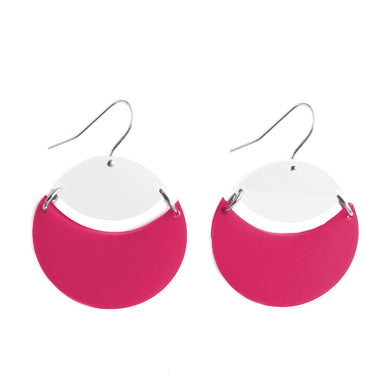 Eclipse Drop Earrings White & Pink - Mikmat Designs
