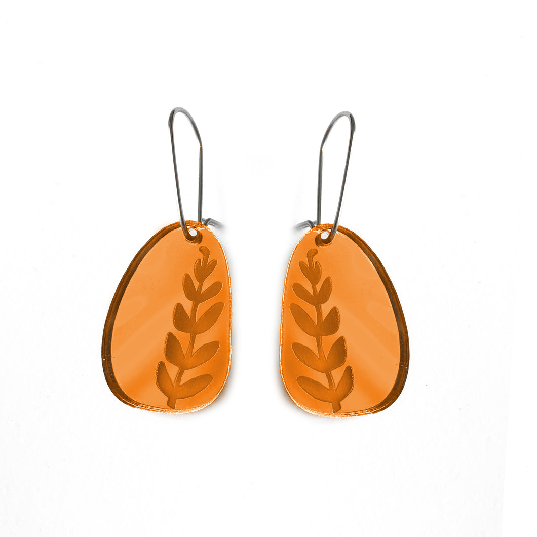 Fern Earrings Orange Mirror