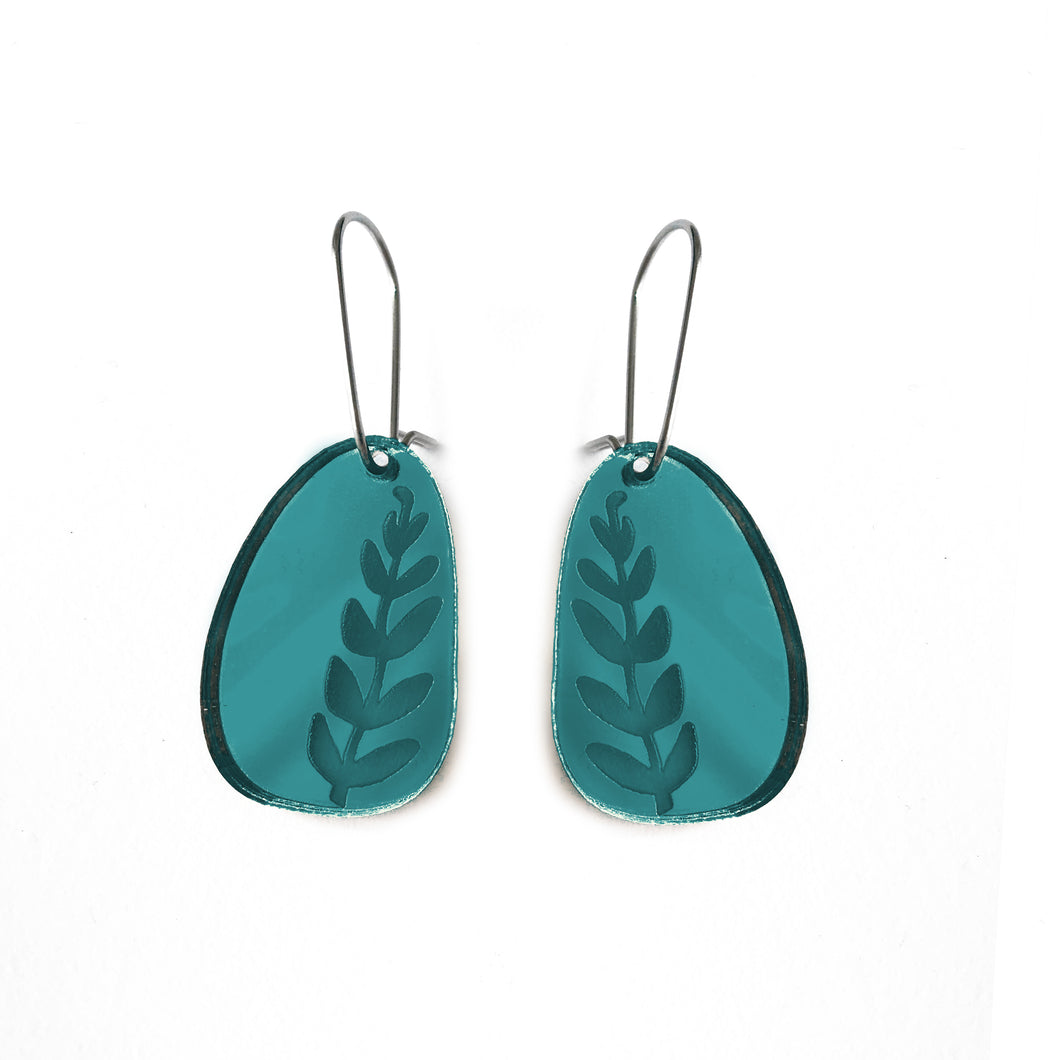 Fern Earrings Peacock Mirror