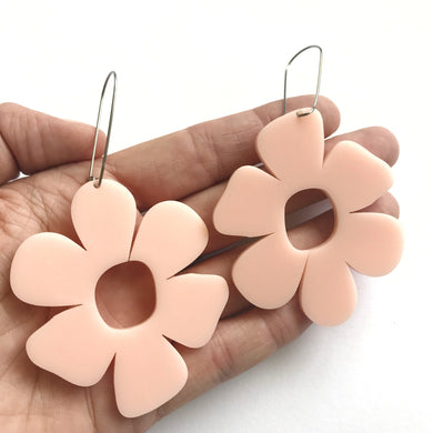 Giant Flower Earrings Blush - Mikmat Designs