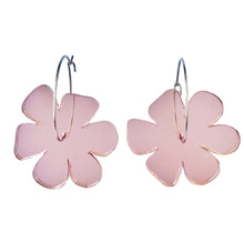 Load image into Gallery viewer, Flower Earrings Rose Gold Mirror - Mikmat Designs Earrings Laser Cut Designs
