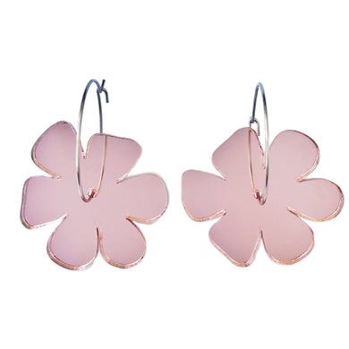 Flower Earrings Rose Gold Mirror - Mikmat Designs Earrings Laser Cut Designs