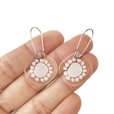 Mini Sunshine Earrings Clear - Mikmat Designs Earrings Laser Cut Designs