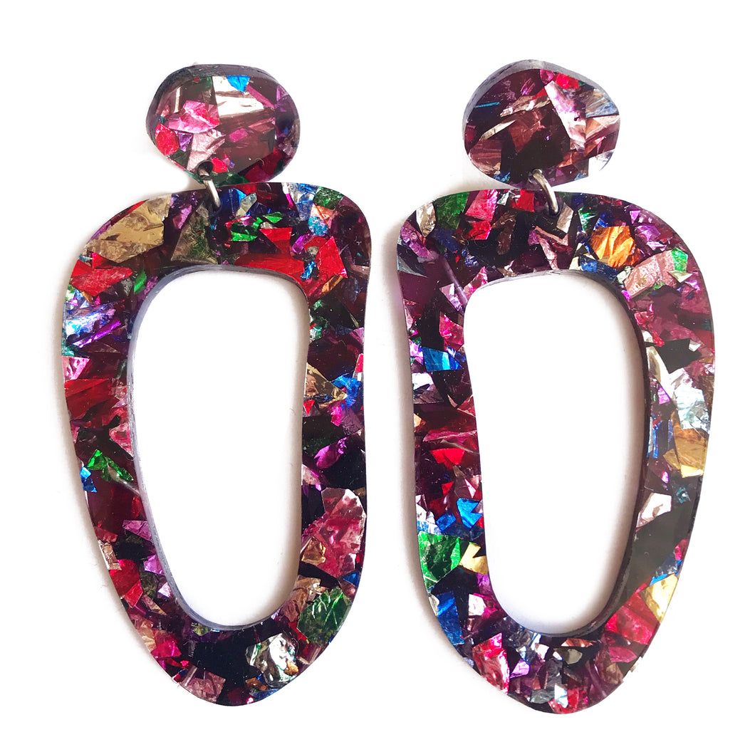 Galaxy Glitter Earrings Multicoloured - Mikmat Designs