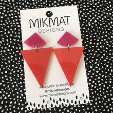 Load image into Gallery viewer, Gelato Drop Earrings Bright Red &amp; Pink - Mikmat Designs
