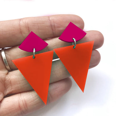 Gelato Drop Earrings Bright Red & Pink - Mikmat Designs