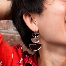 Load image into Gallery viewer, Moon Phases Drop Earrings Silver Mirror - Mikmat Designs
