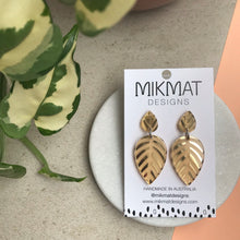 Load image into Gallery viewer, Spring Leaves Gold Mirror Earrings - Mikmat Designs
