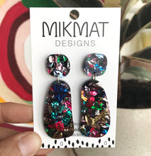 Load image into Gallery viewer, Organic-shaped Multicolour Glitter Earrings - Mikmat Designs
