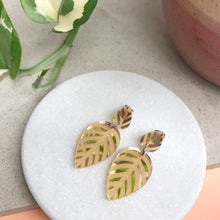 Load image into Gallery viewer, Spring Leaves Gold Mirror Earrings - Mikmat Designs

