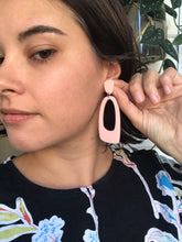Load image into Gallery viewer, Oval Hoop Earrings Blush Pink - Mikmat Designs Earrings Laser Cut Designs
