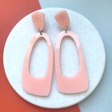 Load image into Gallery viewer, Oval Hoop Earrings Blush Pink - Mikmat Designs Earrings Laser Cut Designs

