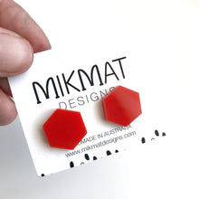 Load image into Gallery viewer, Hexagon Stud Earrings CHOOSE YOUR COLOUR
