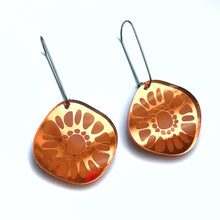 Load image into Gallery viewer, Frozen Sunshine Burnt Orange Mirror Earrings
