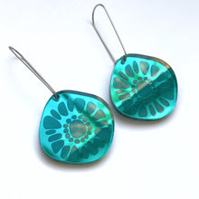 Load image into Gallery viewer, Frozen Sunshine Peacock Green Mirror Earrings
