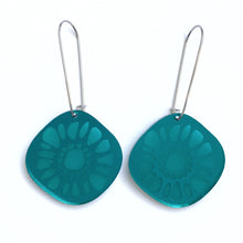 Load image into Gallery viewer, Frozen Sunshine Peacock Green Mirror Earrings

