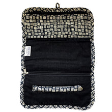 Load image into Gallery viewer, Jewellery Roll in Black Dashed Linen - Mikmat Designs
